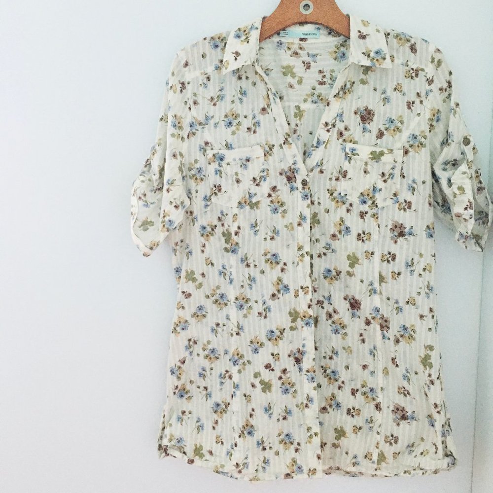 Casual Button Down Flower Print Shirt